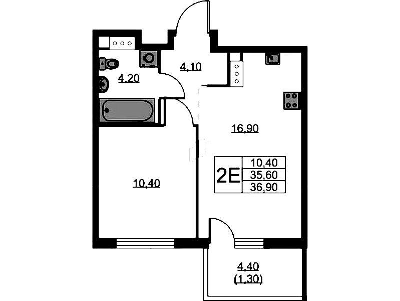 1-комнатная квартира 36.9 м², 11/11 эт., ЖК «А101 Лаголово»